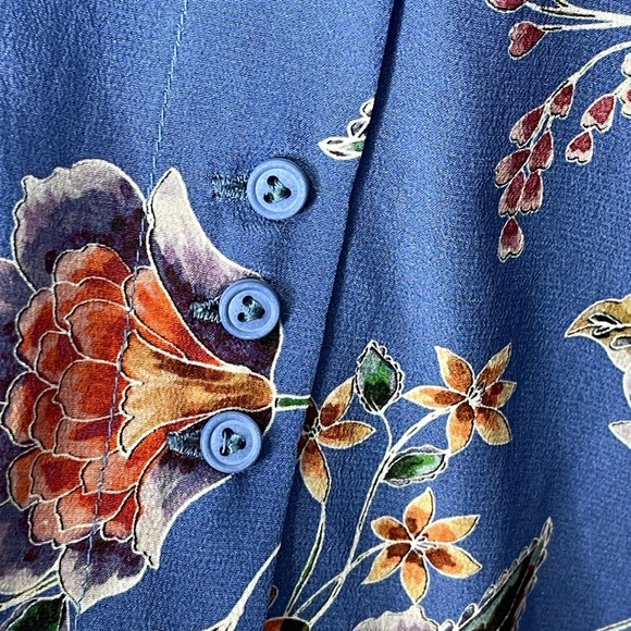 Johnny Was Jade Raine Button Front Blouse Boho Floral 100% Silk Size Small - Picture 9 of 9